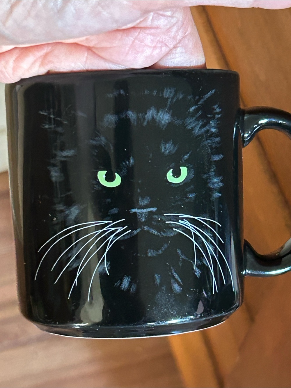 Studio Q vintage Black Cat Face Ceramic Mug with Green Eyes - Lover” luther “
